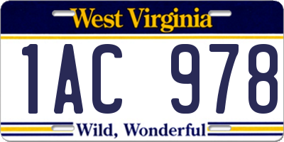 WV license plate 1AC978