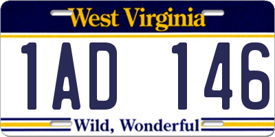 WV license plate 1AD146