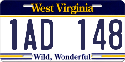WV license plate 1AD148