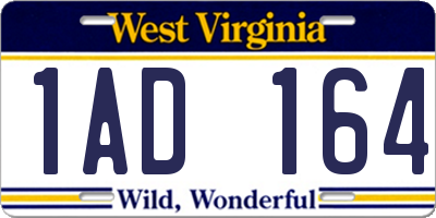 WV license plate 1AD164