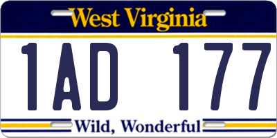 WV license plate 1AD177