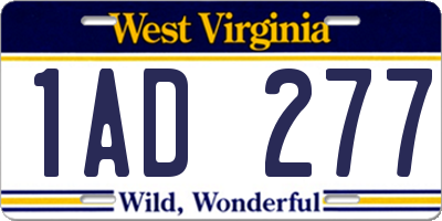WV license plate 1AD277