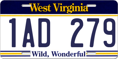 WV license plate 1AD279