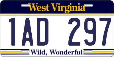 WV license plate 1AD297
