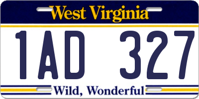 WV license plate 1AD327