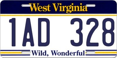 WV license plate 1AD328