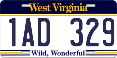 WV license plate 1AD329