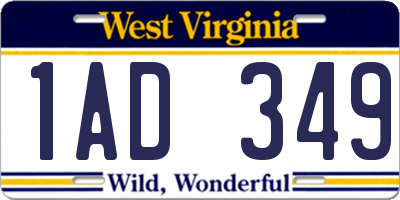 WV license plate 1AD349