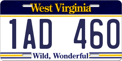 WV license plate 1AD460