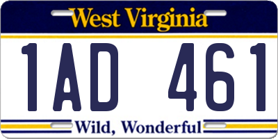 WV license plate 1AD461