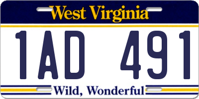 WV license plate 1AD491