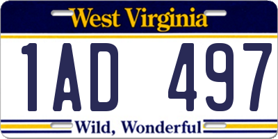 WV license plate 1AD497