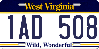 WV license plate 1AD508