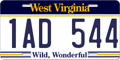 WV license plate 1AD544