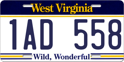 WV license plate 1AD558