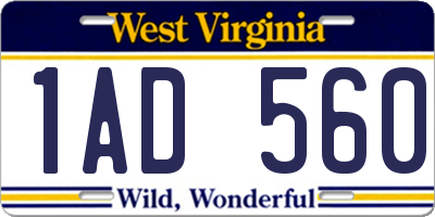 WV license plate 1AD560