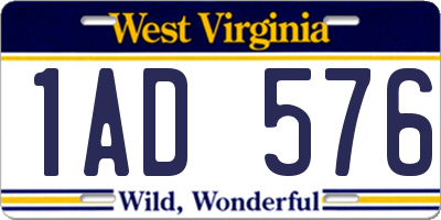 WV license plate 1AD576