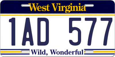 WV license plate 1AD577