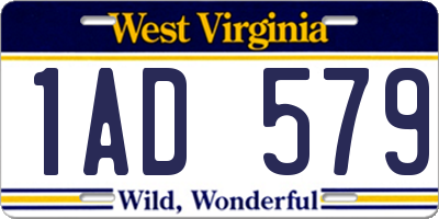 WV license plate 1AD579