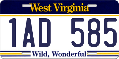WV license plate 1AD585