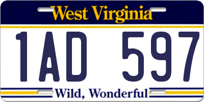 WV license plate 1AD597