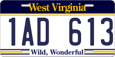 WV license plate 1AD613