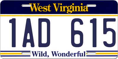 WV license plate 1AD615