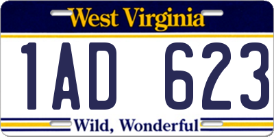 WV license plate 1AD623