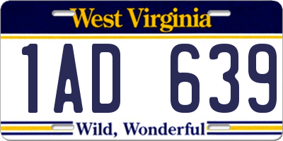 WV license plate 1AD639