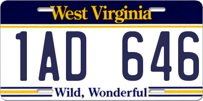 WV license plate 1AD646