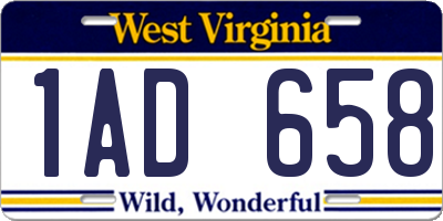 WV license plate 1AD658