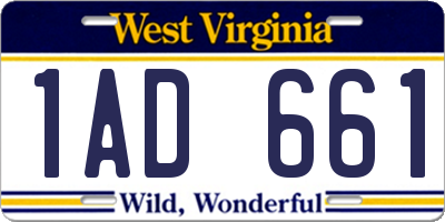 WV license plate 1AD661