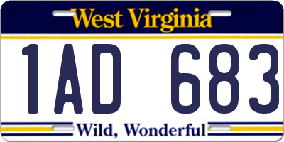 WV license plate 1AD683