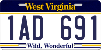 WV license plate 1AD691