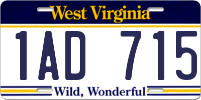 WV license plate 1AD715