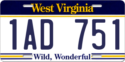WV license plate 1AD751