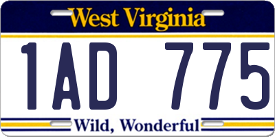 WV license plate 1AD775