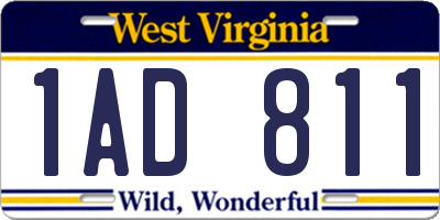 WV license plate 1AD811