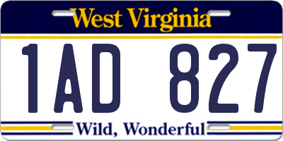 WV license plate 1AD827