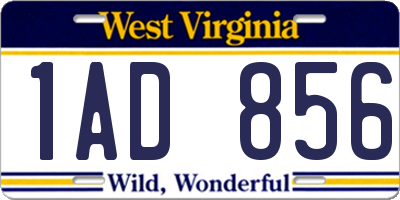 WV license plate 1AD856