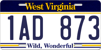 WV license plate 1AD873