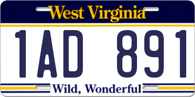 WV license plate 1AD891