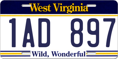 WV license plate 1AD897