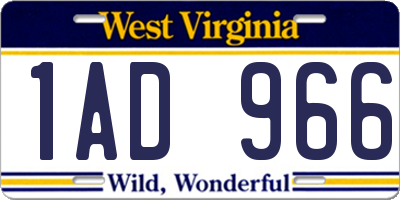 WV license plate 1AD966