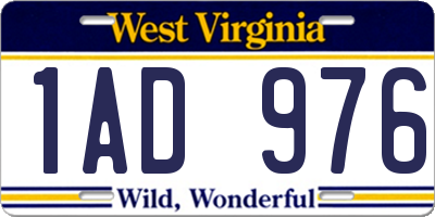 WV license plate 1AD976