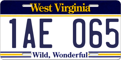 WV license plate 1AE065