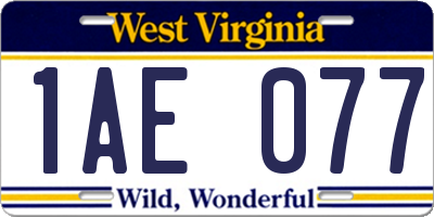 WV license plate 1AE077