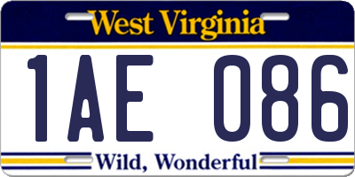 WV license plate 1AE086