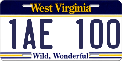 WV license plate 1AE100