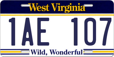 WV license plate 1AE107